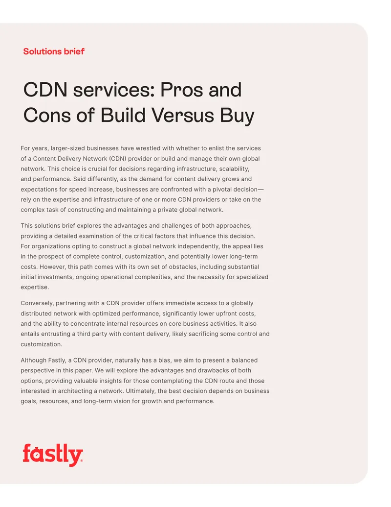 CDN Services: Build Versus Buy Analysis