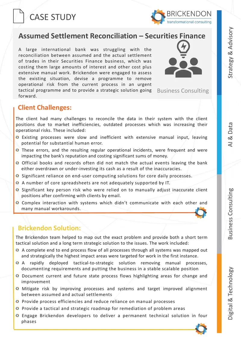 Assumed Settlement Reconciliation Case Study