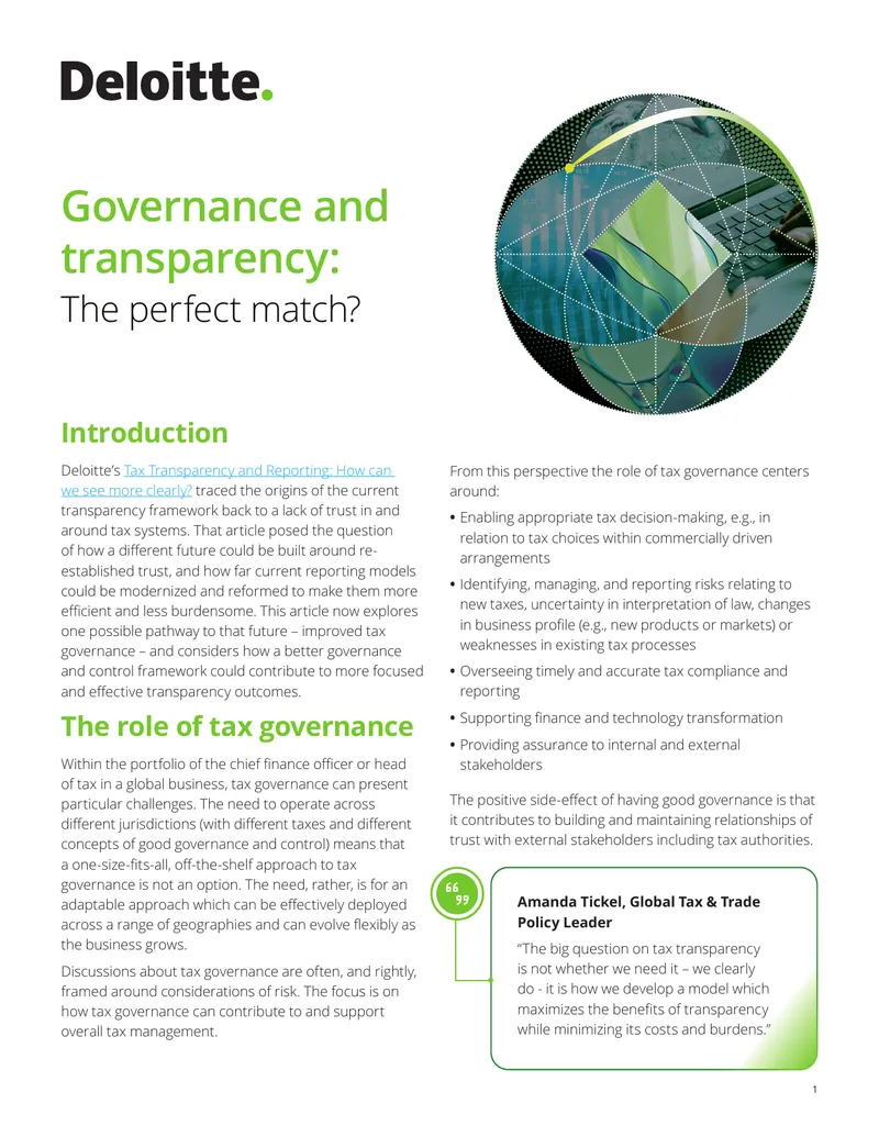 Improving Tax Governance for Enhanced Transparency