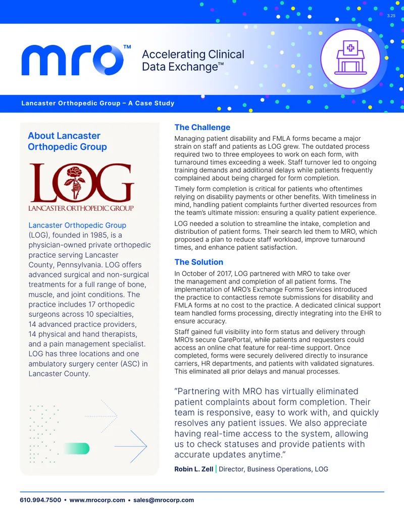 Lancaster Orthopedic Group Case Study