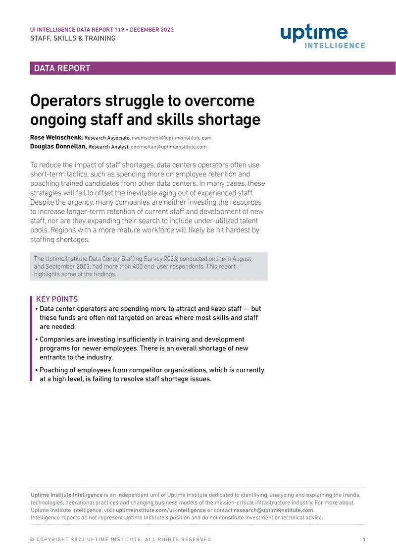 Data Center Staffing Challenges and Trends