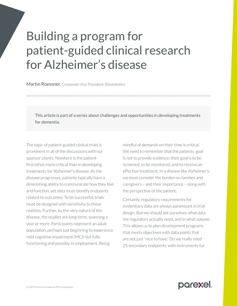 Patient-Guided Clinical Research for Alzheimer's Disease