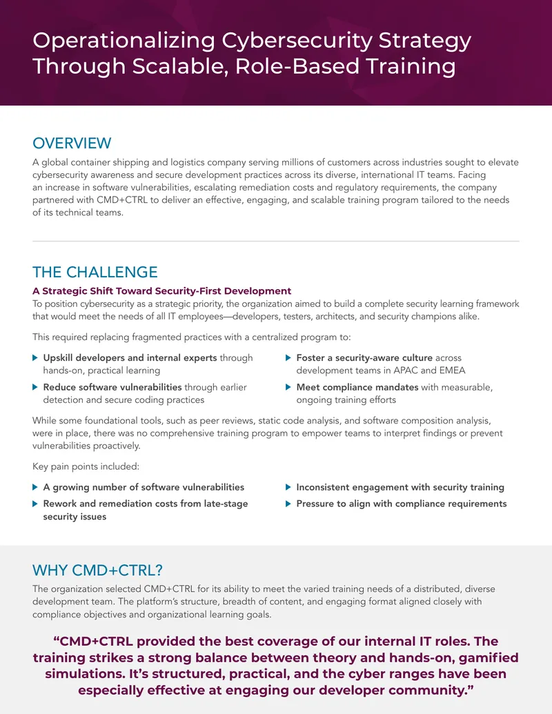 Operationalizing Cybersecurity Strategy Through Training