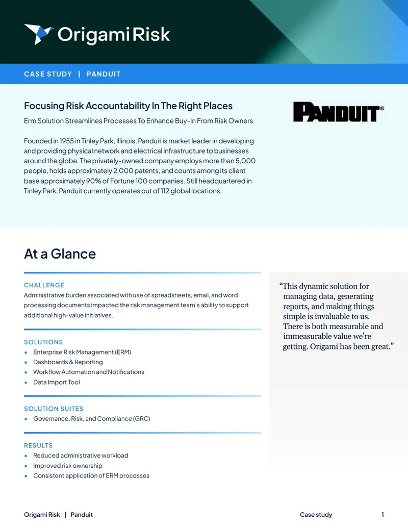 Panduit's Enterprise Risk Management Program Case Study