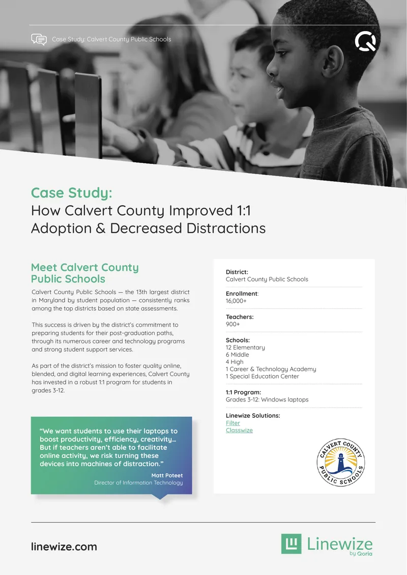 Calvert County Public Schools 1:1 Laptop Program Case Study