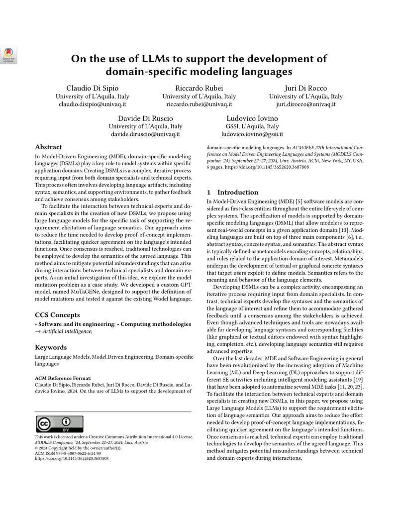 Using LLMs for Domain-Specific Modeling Languages Development