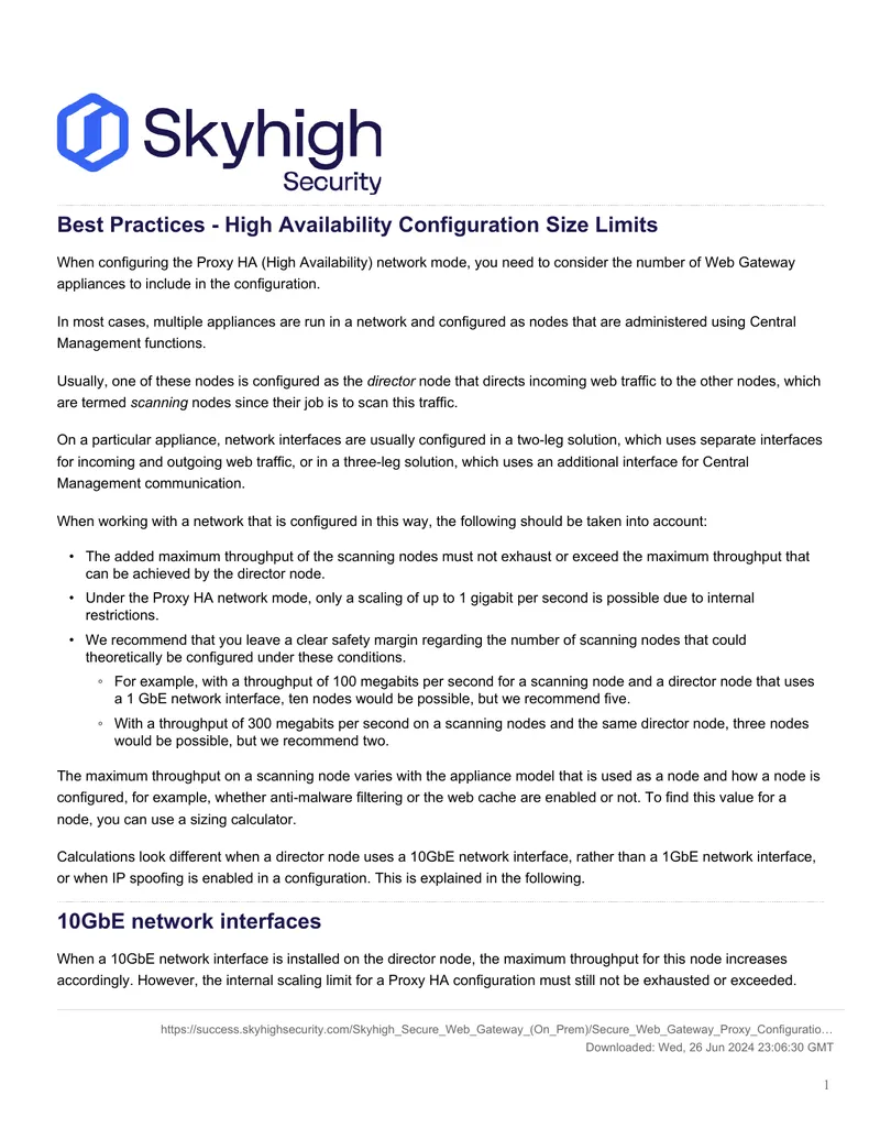 High Availability Configuration Size Limits Guide