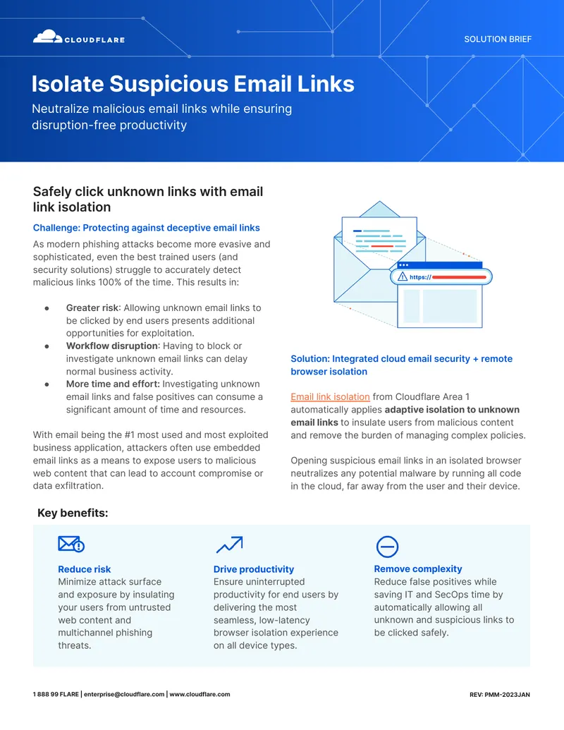 Email Link Isolation Solution Brief