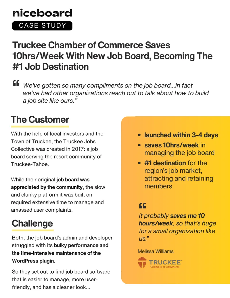 Truckee Chamber of Commerce Job Board Case Study