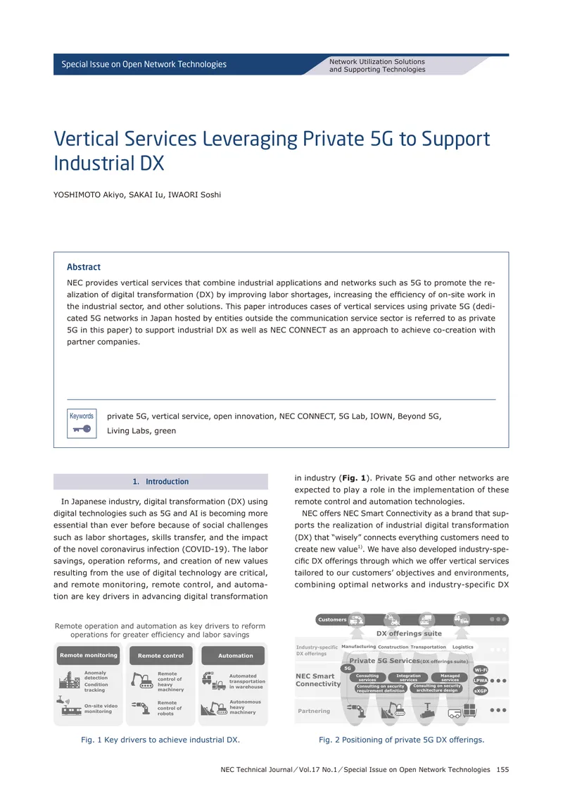 Vertical Services Leveraging Private 5G for Industrial Digital Transformation