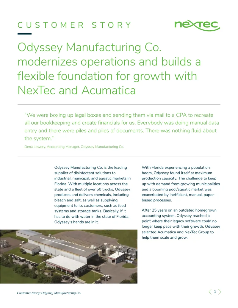 Odyssey Manufacturing Co. Implements Acumatica ERP