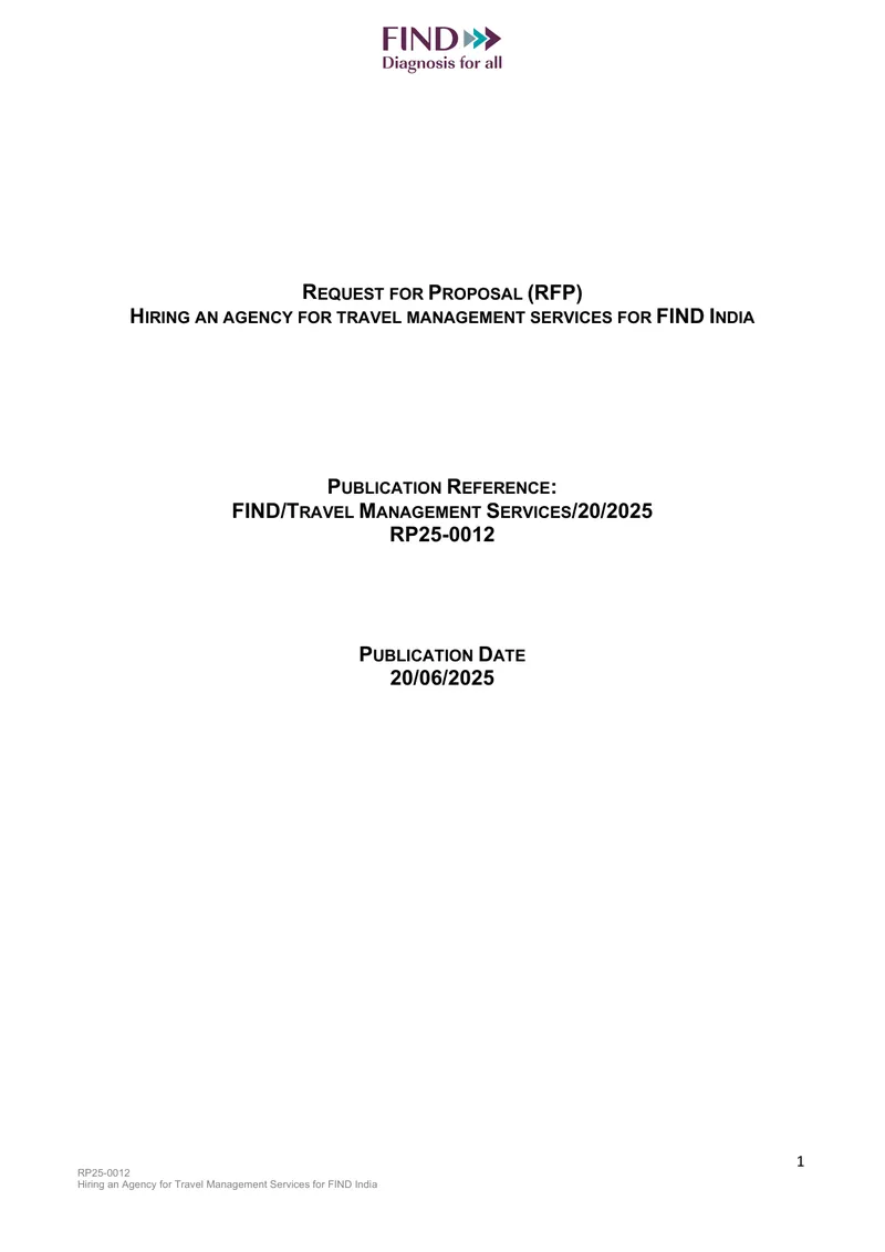 Request for Proposal for Travel Management Services