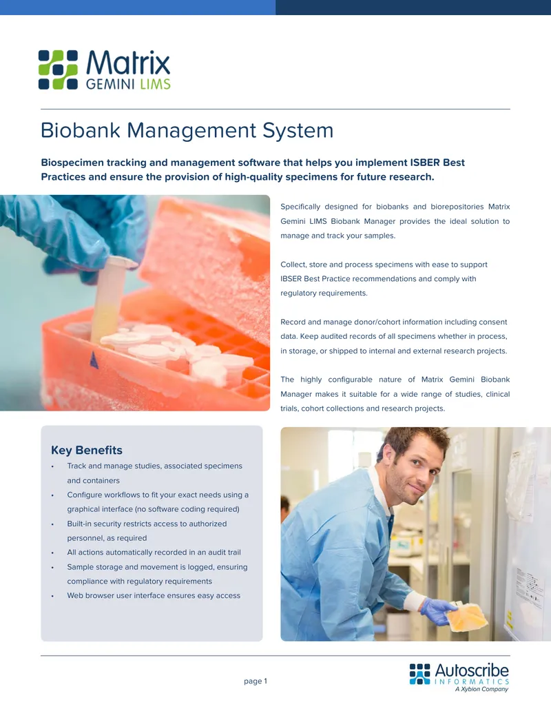 Matrix Gemini Biobank Manager Overview