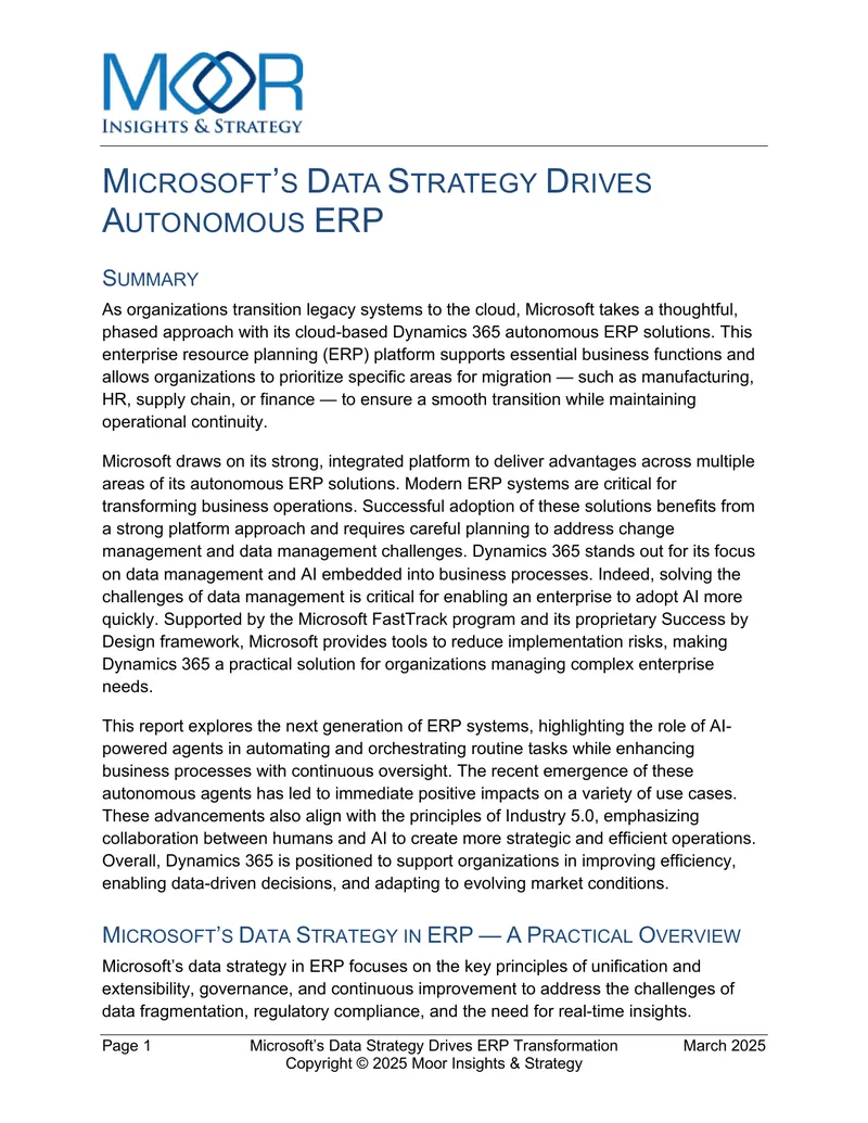 Microsoft Data Strategy for Autonomous ERP Solutions