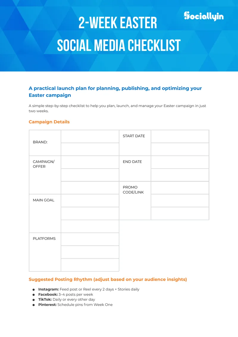 2-Week Easter Social Media Campaign Checklist
