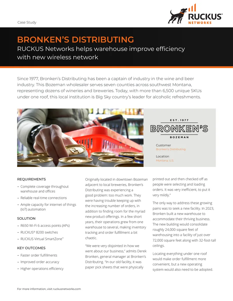 Wireless Network Implementation Case Study for Bronken's Distributing