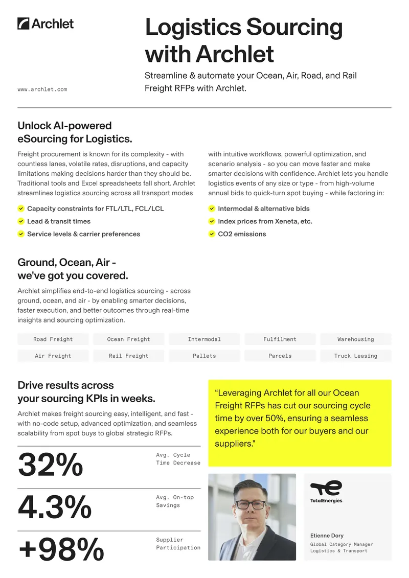 Logistics Sourcing Automation with Archlet