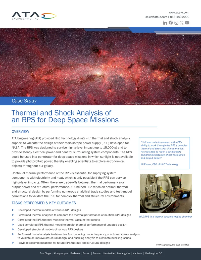 Thermal and Shock Analysis of an RPS for Deep Space Missions