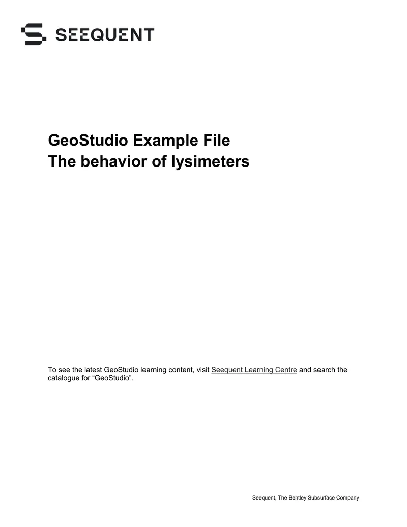 GeoStudio Example on Lysimeter Behavior