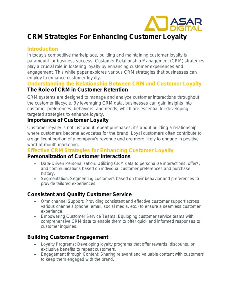 CRM Strategies For Enhancing Customer Loyalty