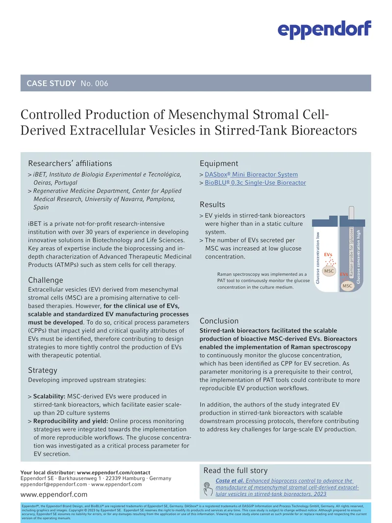 Controlled Production of Mesenchymal Stromal Cell-Derived Extracellular Vesicles