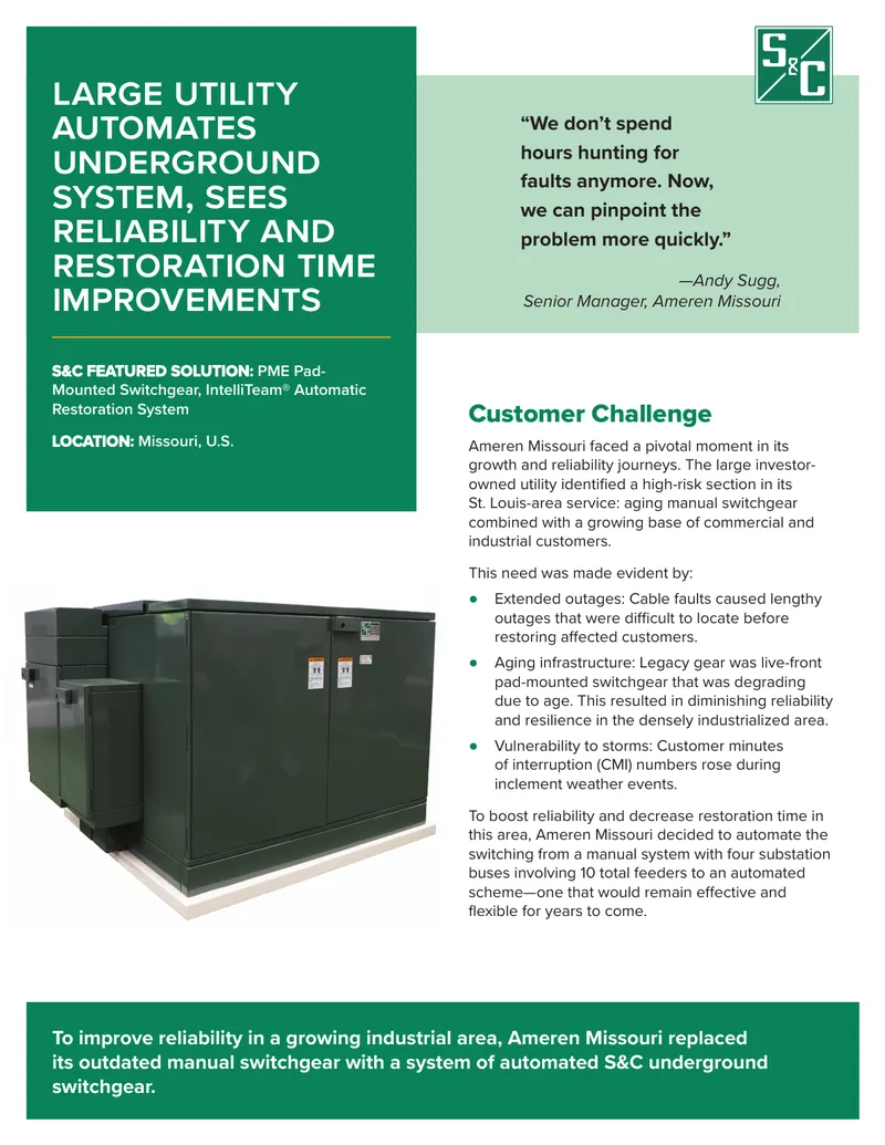 Large Utility Automates Underground System for Reliability