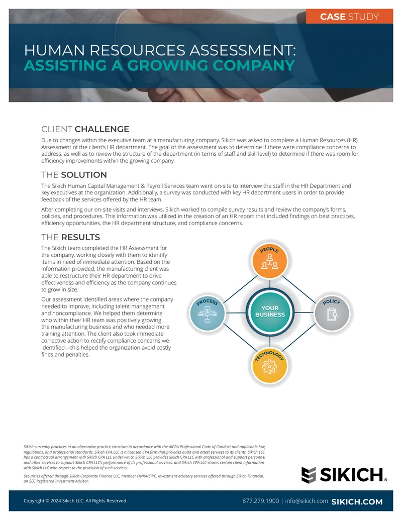 Human Resources Assessment for Manufacturing Company