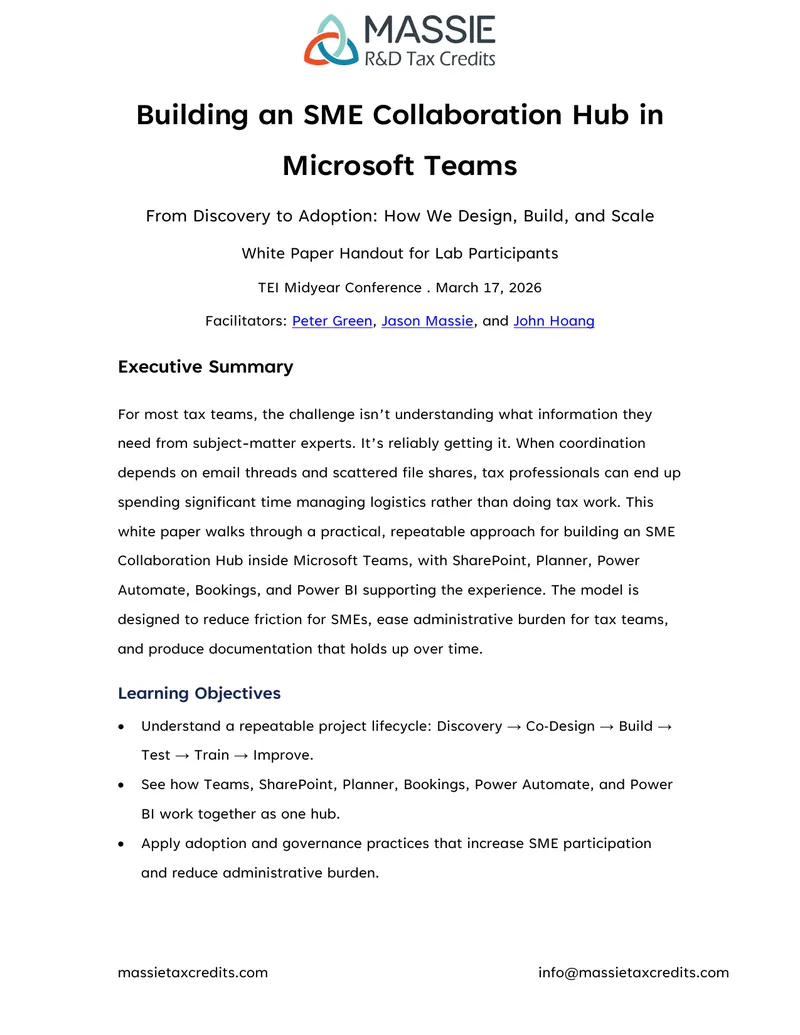 Building an SME Collaboration Hub in Microsoft Teams