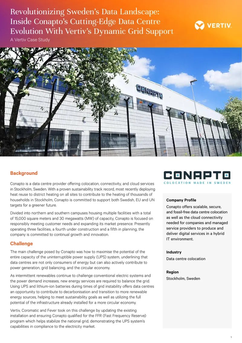 Conapto Data Centre Sustainability Initiative