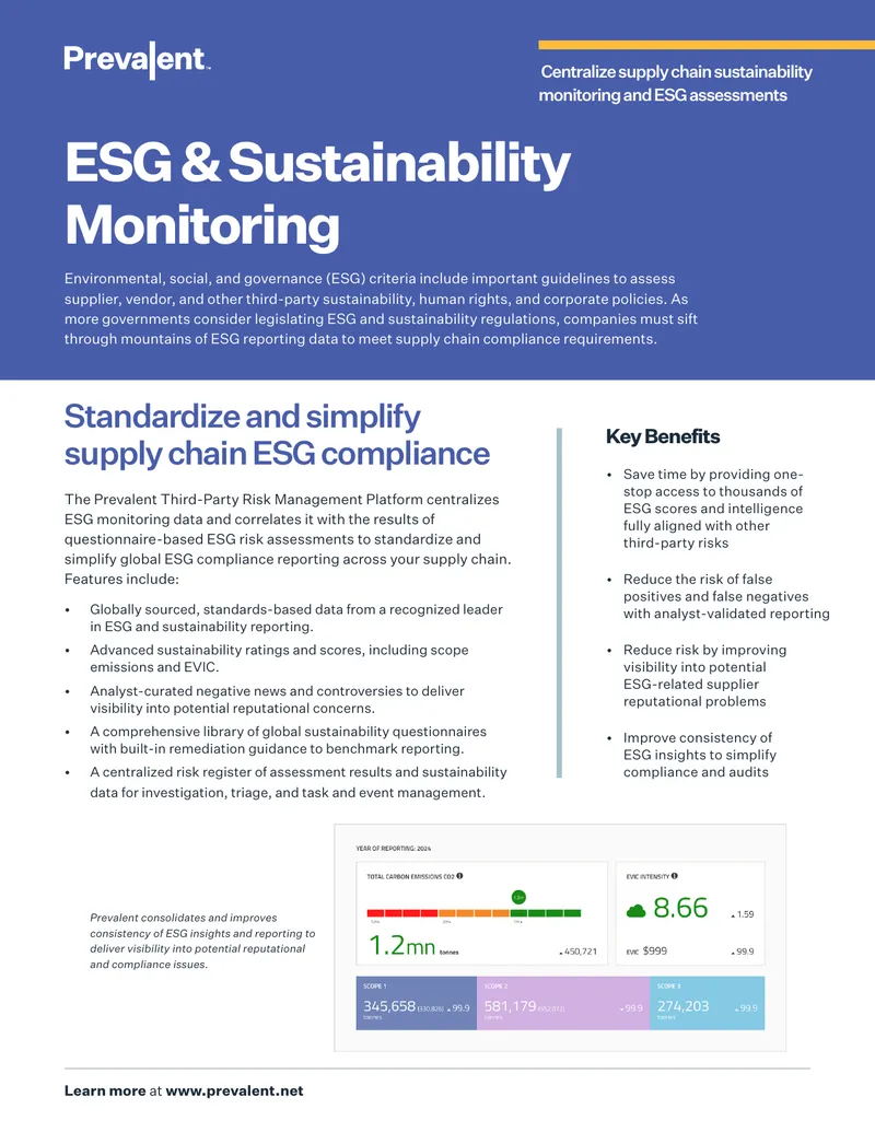 ESG and Sustainability Monitoring Framework