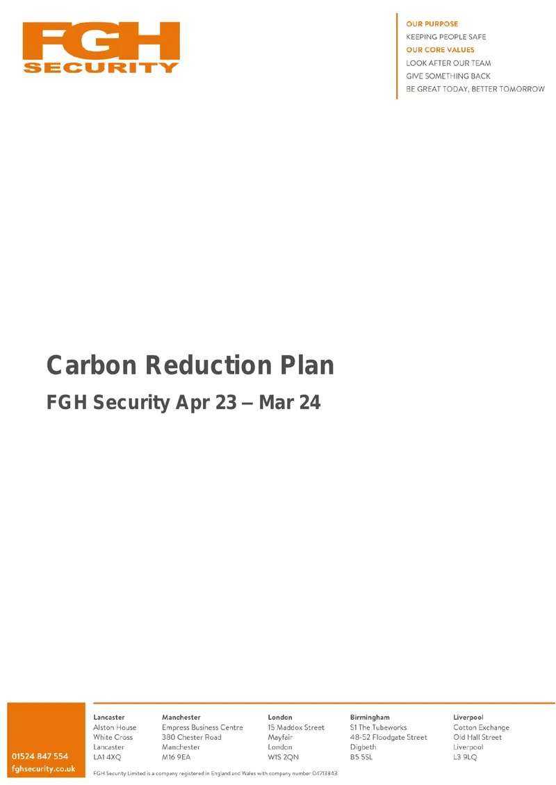 Carbon Reduction Plan for FGH Security