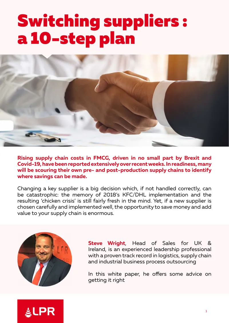 Switching Suppliers: A 10-Step Plan