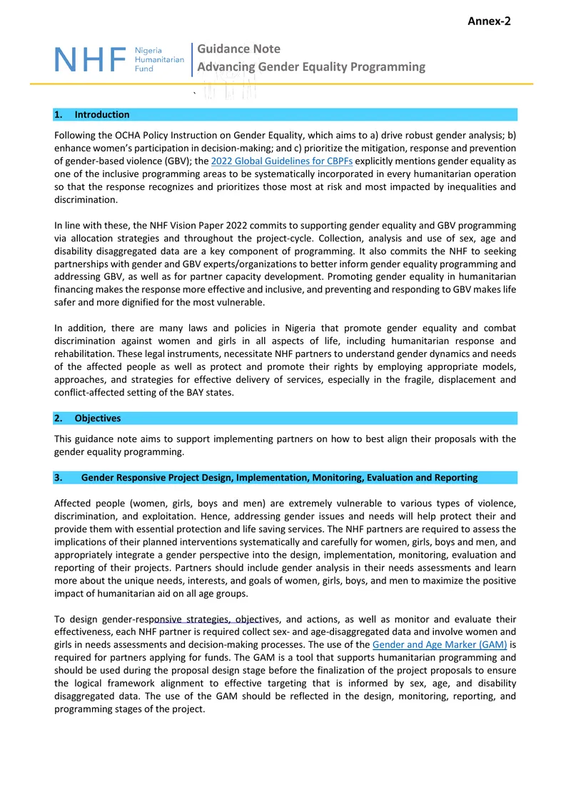 Advancing Gender Equality Programming Guidance Note