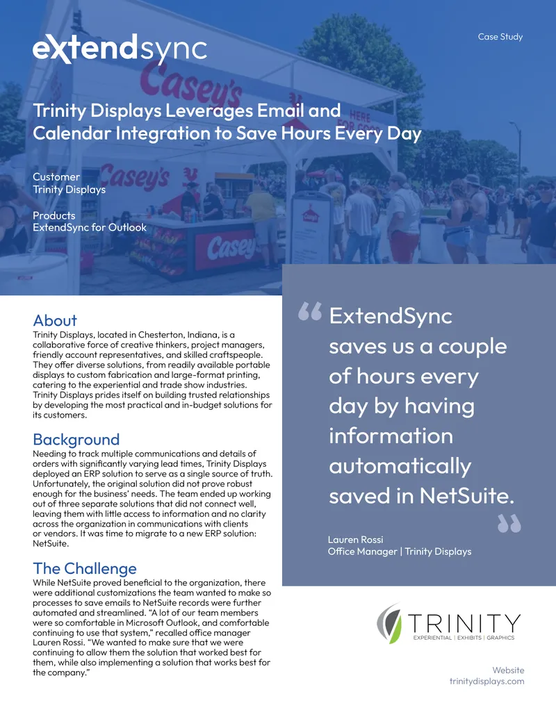 Trinity Displays Email and Calendar Integration Case Study