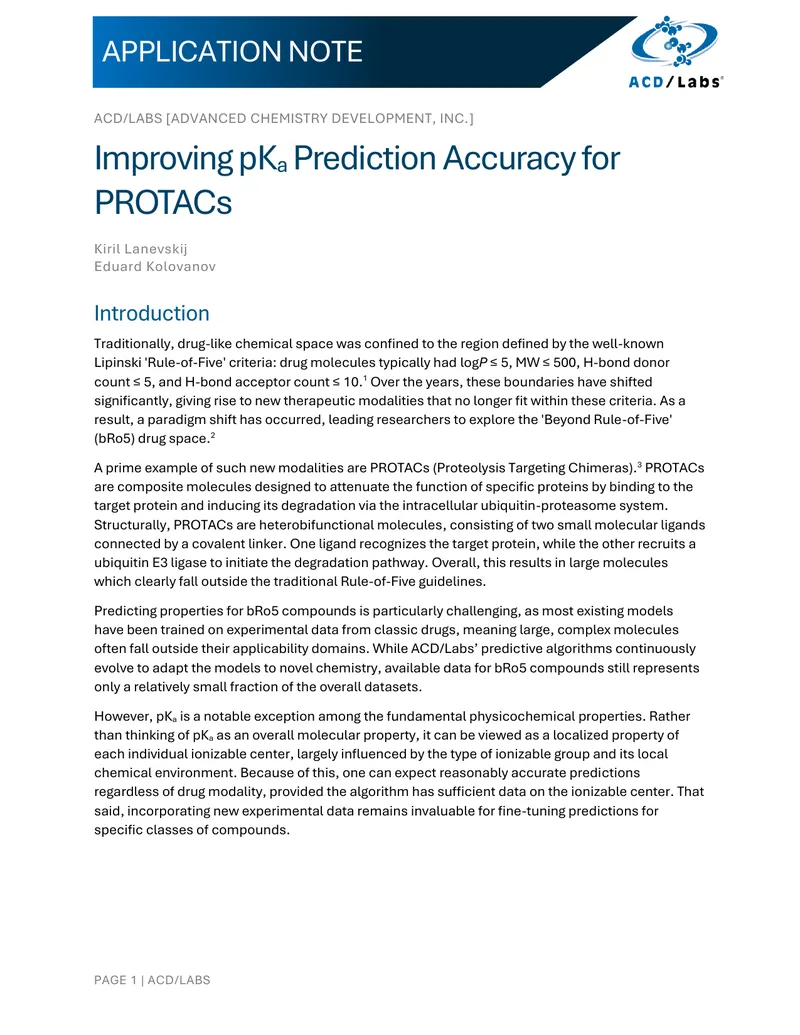 Improving pKa Prediction Accuracy for PROTACs