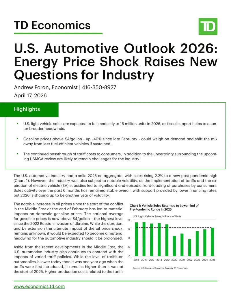 U.S. Automotive Outlook 2026 Energy Price Impact
