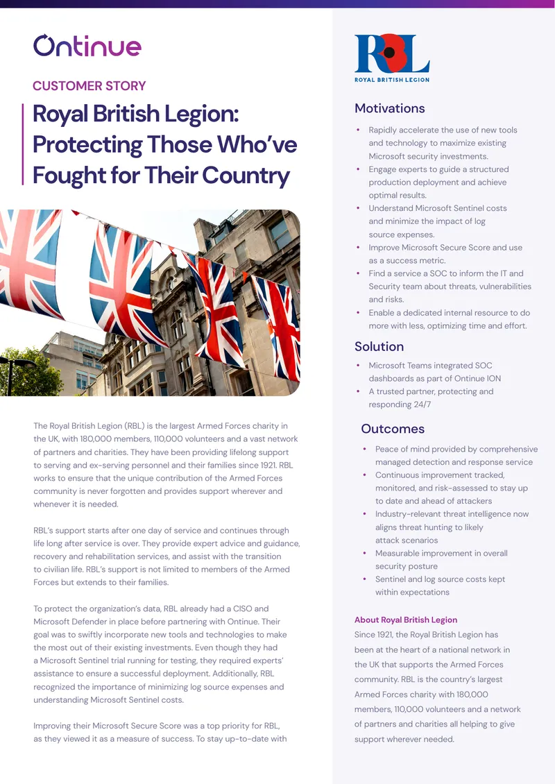 Royal British Legion Cybersecurity Partnership Case Study