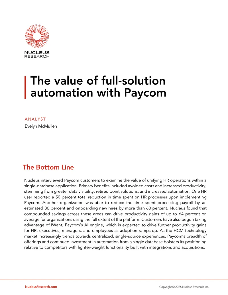 Value of Full-Solution Automation with Paycom