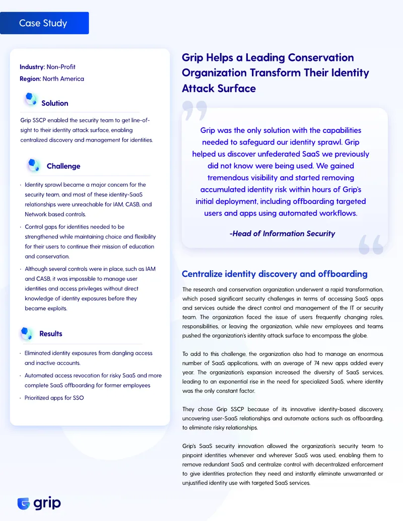 Identity Risk Management Case Study for Conservation Organization