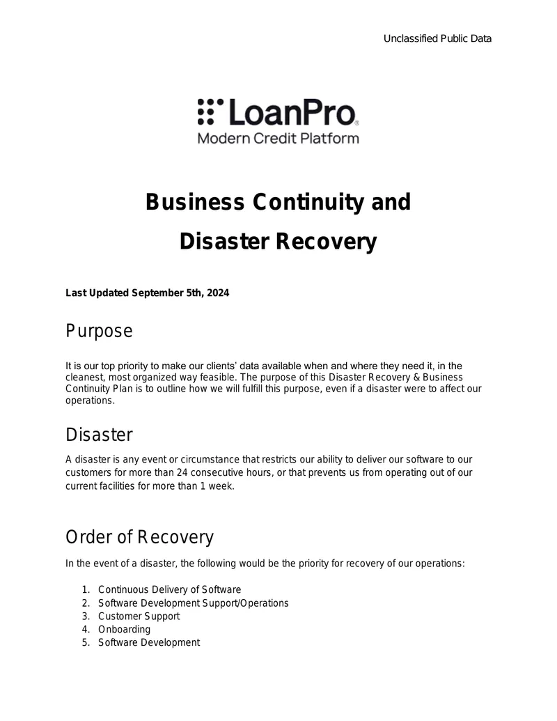 Disaster Recovery and Business Continuity Plan