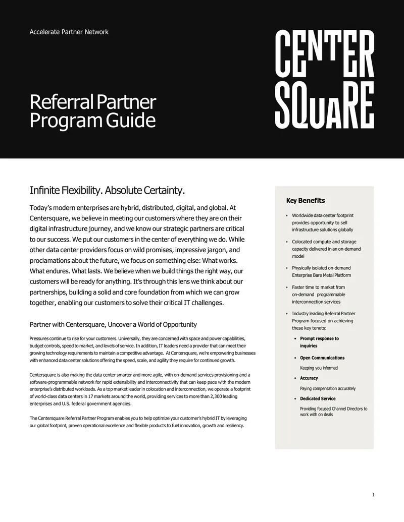 Centersquare Referral Partner Program Guide preview page 1