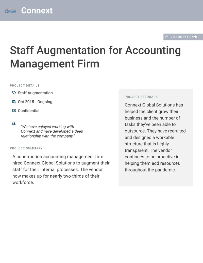 Staff Augmentation Engagement with Connext