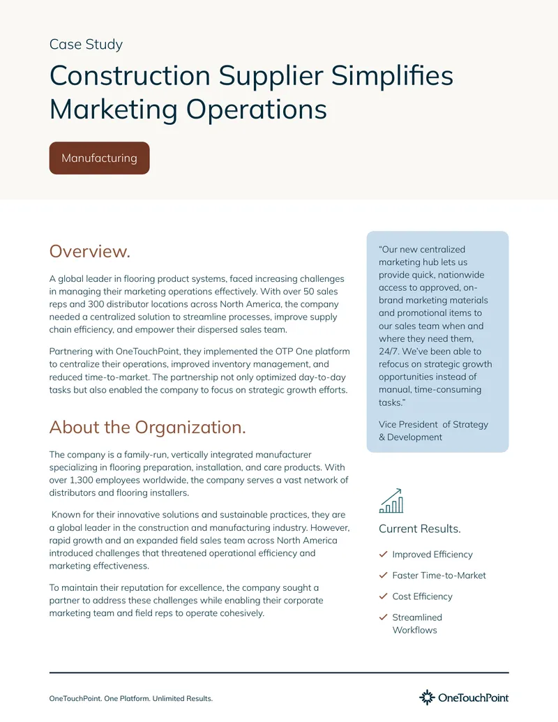 Construction Supplier Marketing Operations Case Study