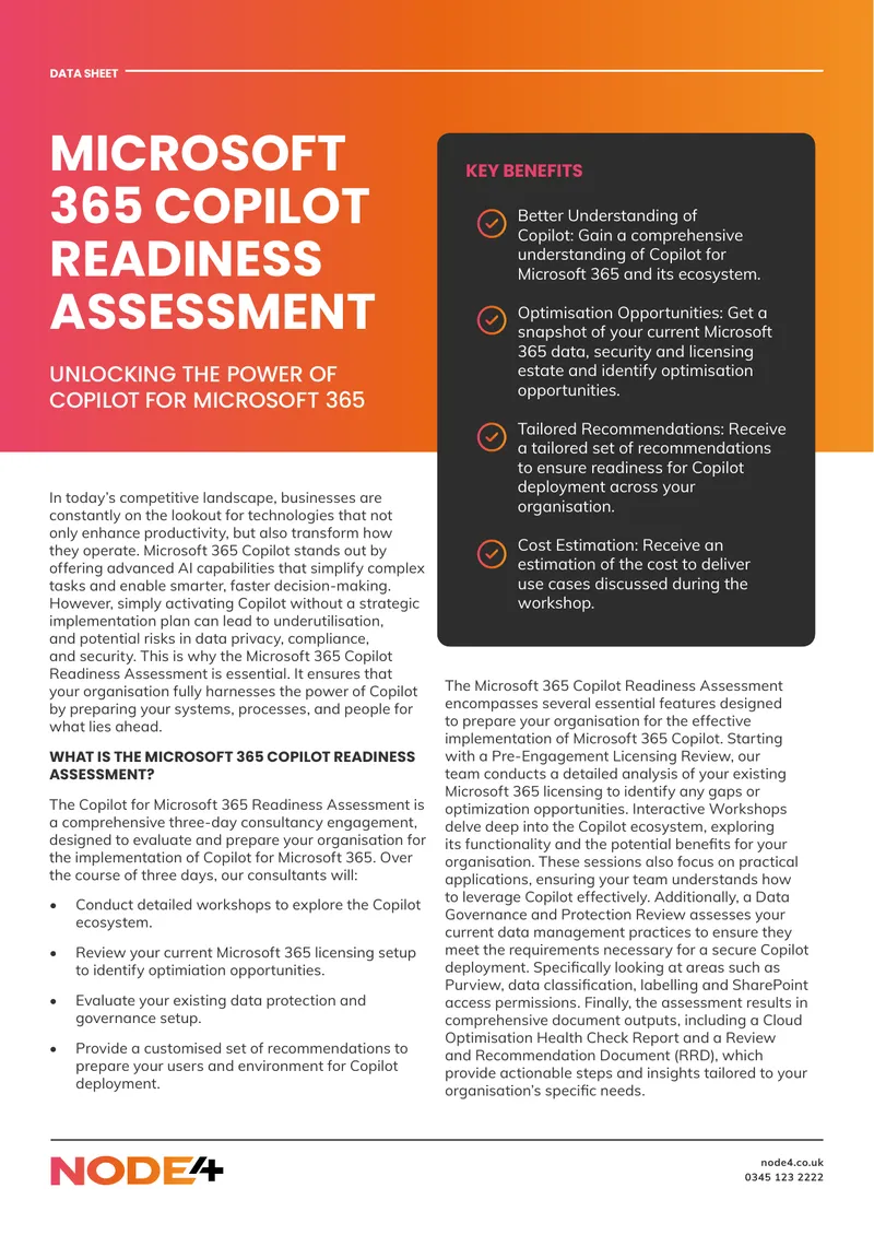 Microsoft 365 Copilot Readiness Assessment Overview