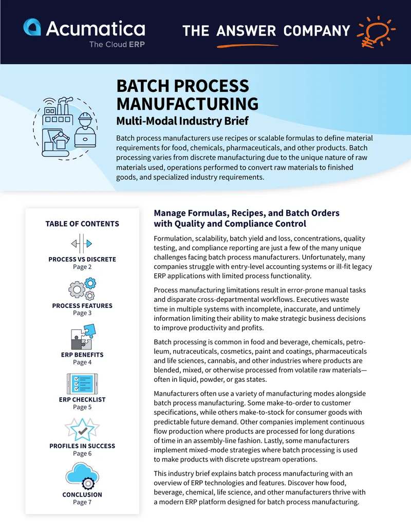 Batch Process Manufacturing ERP System Overview