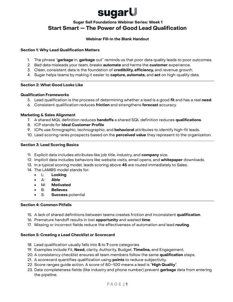 Lead Qualification Framework and Best Practices