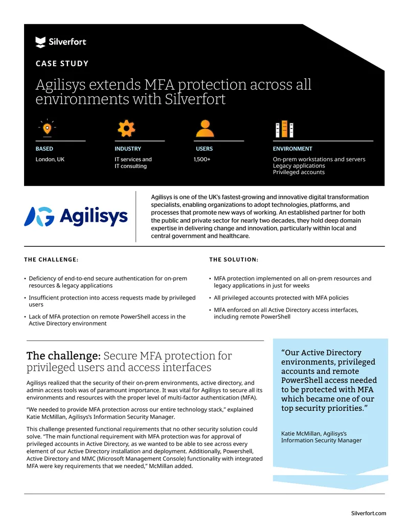 Agilisys Multi-Factor Authentication Implementation Case Study