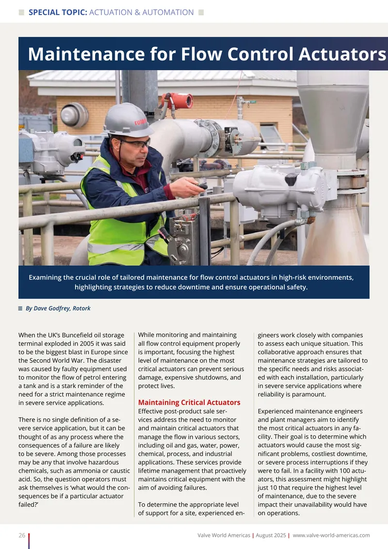 Maintenance Strategies for Critical Actuators