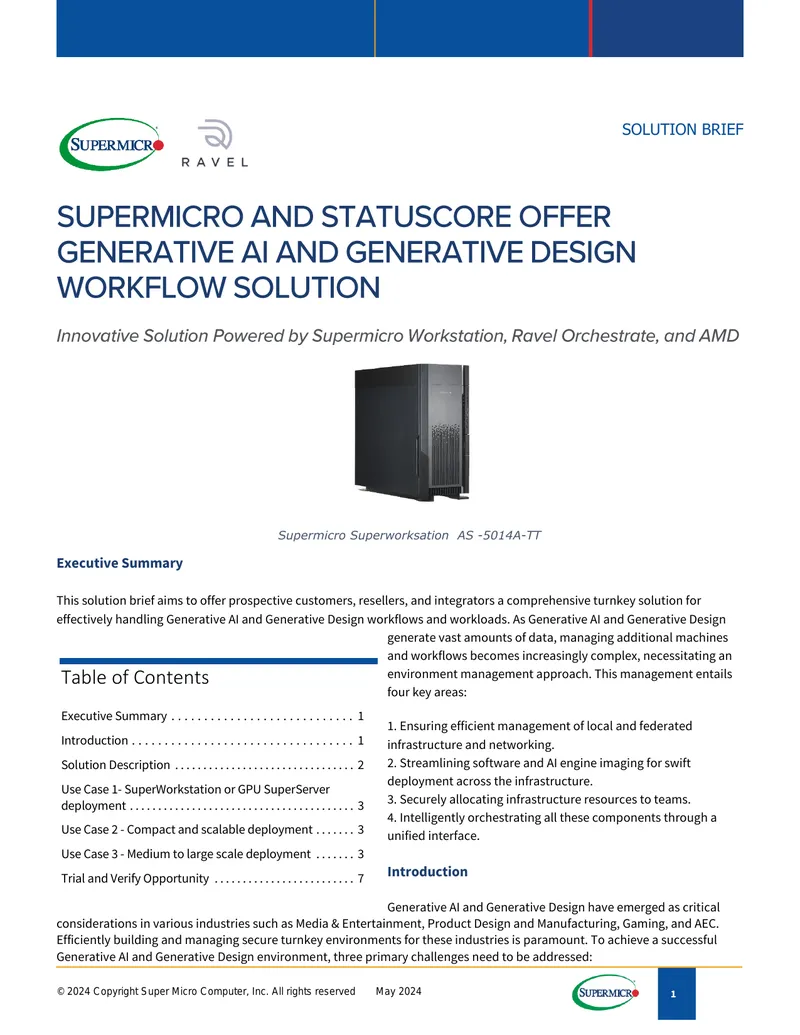 Turnkey Solution for Generative AI and Design Workflows