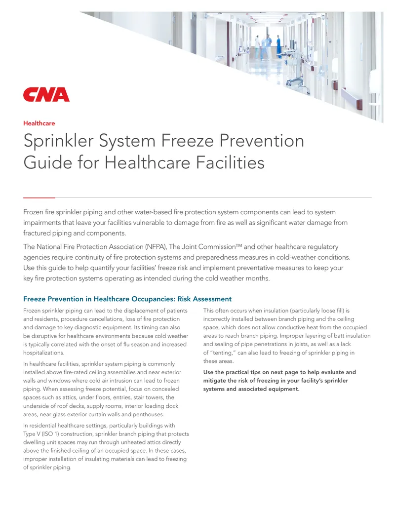 Sprinkler System Freeze Prevention Guide for Healthcare Facilities